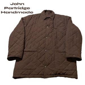 John Partridge Quilted Brown Jacket Handmade in England Polyester Size Large